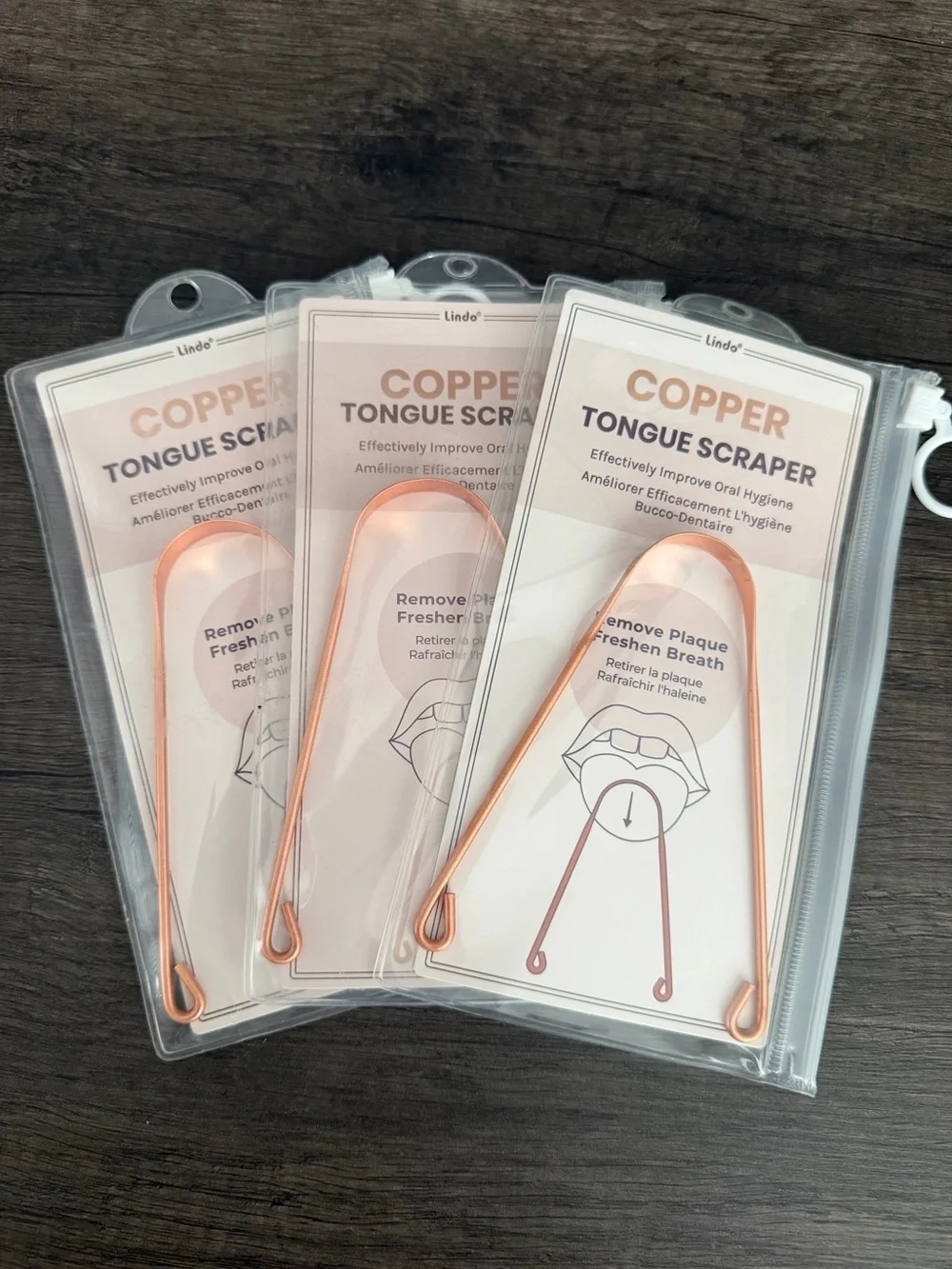 Lindo Pure Copper Tongue Scraper (Lot of 3) - Brand New in Package